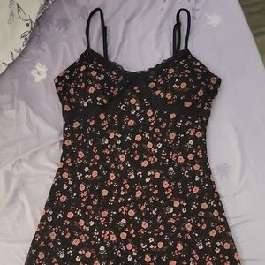 Black And Pink Floral Dress